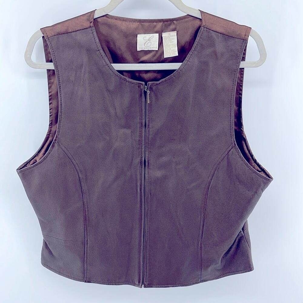Emma James leather front full zip western rodeo vest sz 16 - Picture 1 of 6